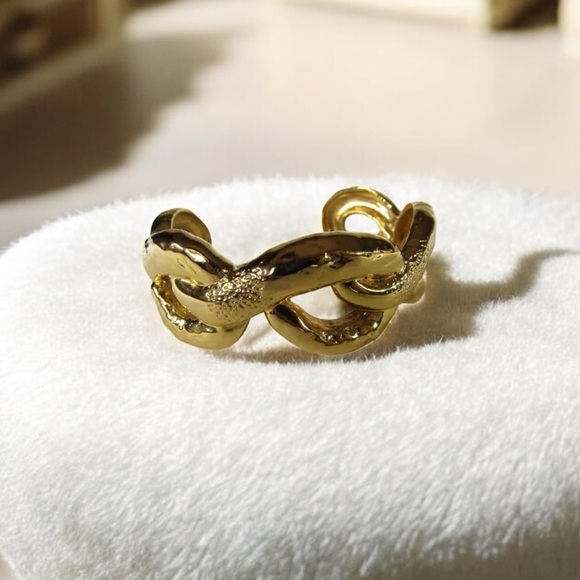 Vintage Alexis Bittar Gold Chunky Infinity Cuff Bracelet
